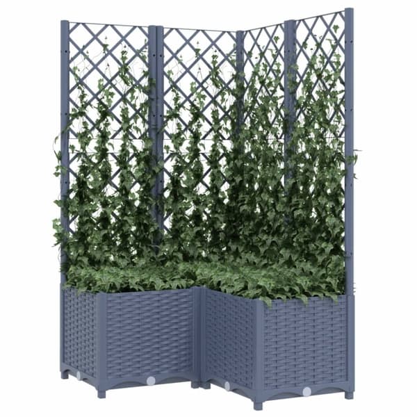 vidaXL Odlingslåda med spaljé mörkgrå 80x80x136 cm PP -  Krukor & odlingslådor
