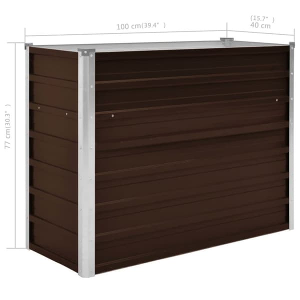 vidaXL Odlingslåda upphöjd brun 100x40x77 cm galvaniserat stål -  Krukor & odlingslådor