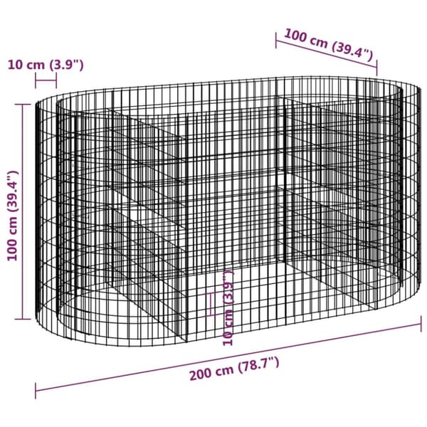 vidaXL Planteringsgabion galvaniserat järn 200x100x100 cm -  Krukor & odlingslådor