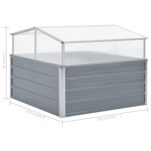 vidaXL drivhus 100x100x85 cm galvaniseret stål grå -  Plantekrukker