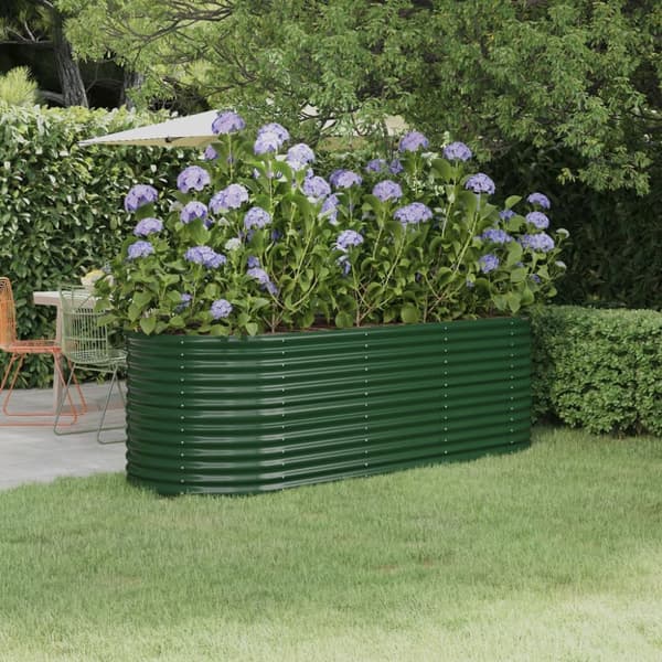 vidaXL plantekasse 224x80x68 cm pulverlakeret stål grøn -  Plantekrukker