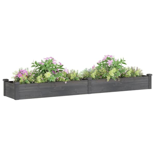 vidaXL plantekasse med foring 240x45x25 cm massivt fyrretræ grå -  Plantekrukker