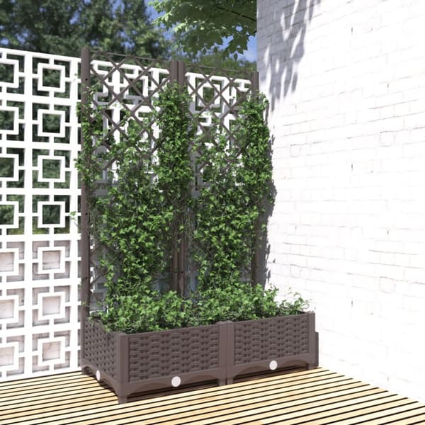 vidaXL plantekasse med espalier 80x40x121,5 cm PP brun -  Plantekrukker