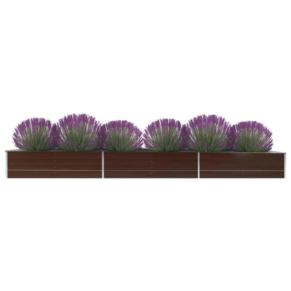 vidaXL forhøjet plantekasse 480x80x45 cm galvaniseret stål brun - Plantekrukker