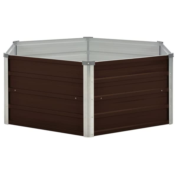 vidaXL Upphöjd odlingslåda brun 129x129x46 cm galvaniserat stål -  Krukor & odlingslådor