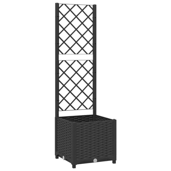 vidaXL Odlingslåda med spaljé svart 40x40x136 cm PP -  Krukor & odlingslådor