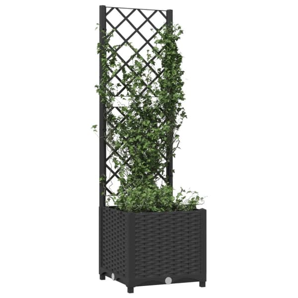 vidaXL Odlingslåda med spaljé svart 40x40x136 cm PP -  Krukor & odlingslådor