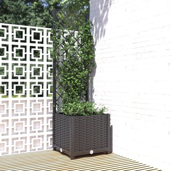 vidaXL Odlingslåda med spaljé svart 40x40x136 cm PP -  Krukor & odlingslådor