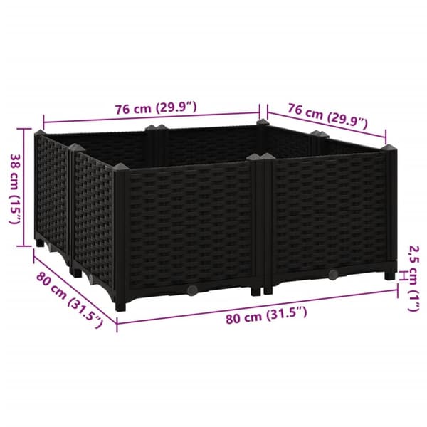 vidaXL højbed 80x80x38 cm polypropylen -  Plantekrukker