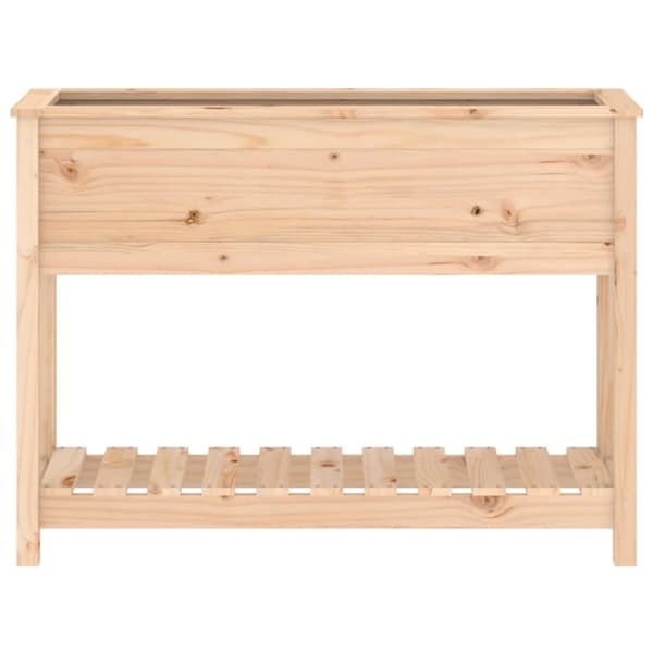 vidaXL plantekasse med hylde 111,5x34,5x81 cm massivt fyrretræ - Plantekrukker