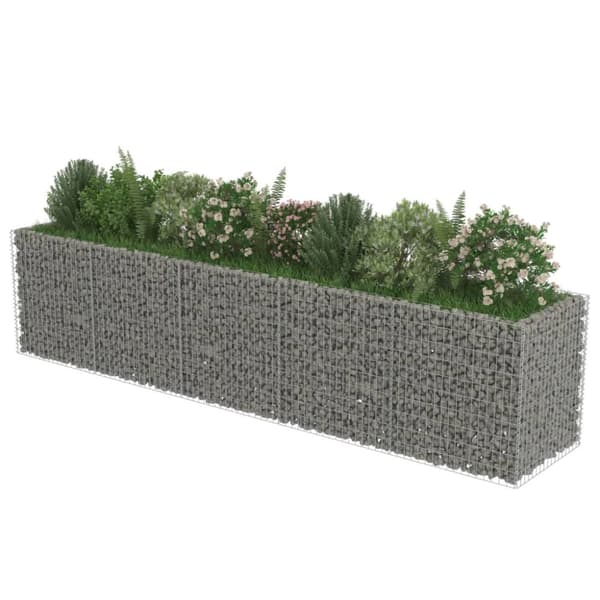 vidaXL Planteringsgabion upphöjd galvaniserat stål 450x90x100 cm -  Krukor & odlingslådor