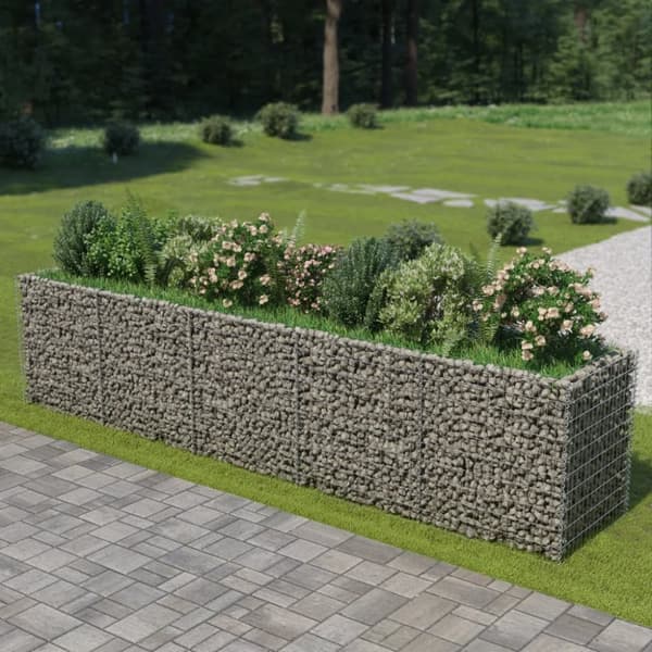 vidaXL Planteringsgabion upphöjd galvaniserat stål 450x90x100 cm -  Krukor & odlingslådor