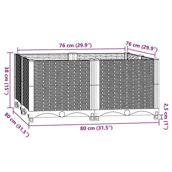 vidaXL højbed 80x80x38 cm polypropylen -  Plantekrukker
