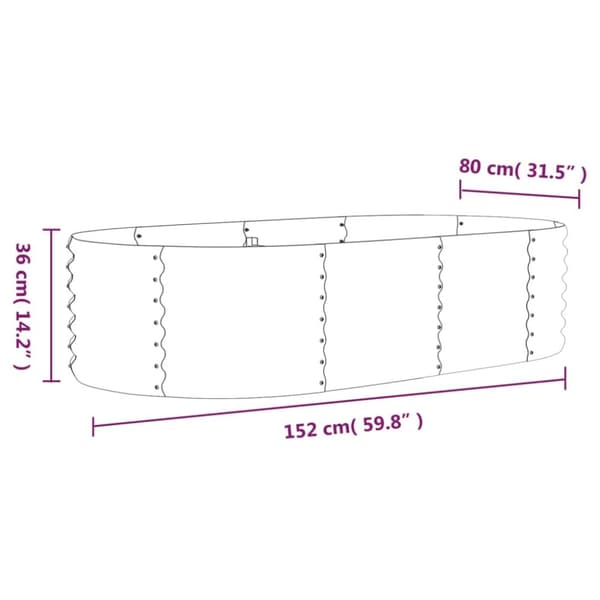 vidaXL Odlingslåda pulverlackerat stål 152x80x36 cm grön - Krukor & odlingslådor