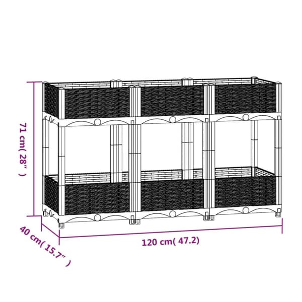 vidaXL Korotettu kukkalaatikko 120x40x71 cm polypropeeni -  Kukkaruukut & istutuslaatikot
