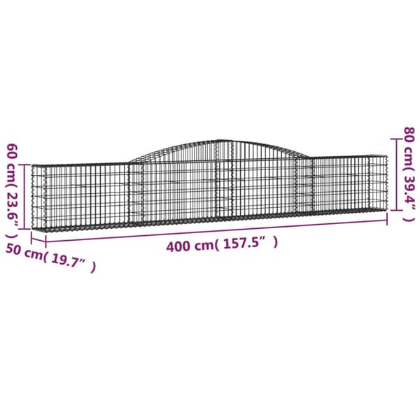 vidaXL buede gabionkurve 3 stk. 400x50x60/80 cm galvaniseret jern -  Plantekrukker