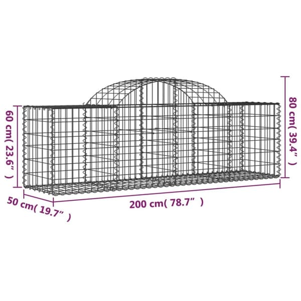 vidaXL Gabioner bågformade 4 st 200x50x60/80 cm galvaniserat järn -  Krukor & odlingslådor