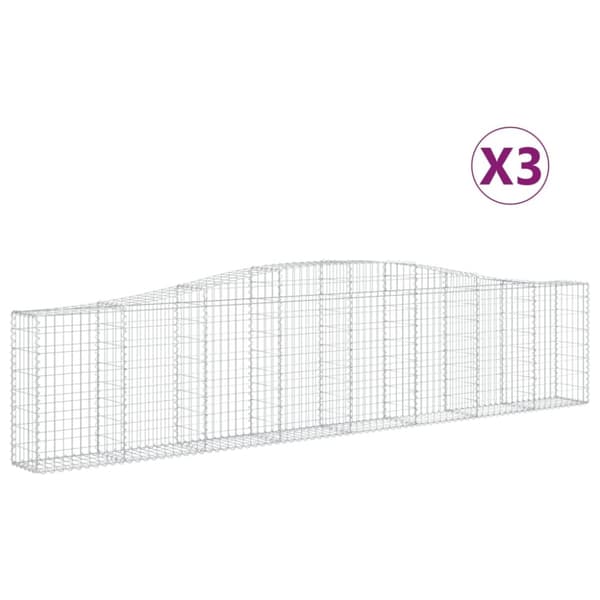 vidaXL buede gabionkurve 3 stk. 400x30x80/100 cm galvaniseret jern -  Plantekrukker
