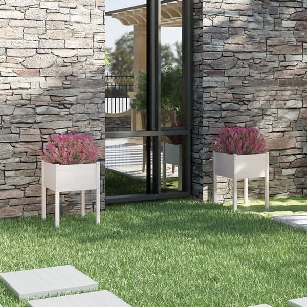 vidaXL Odlingslådor 2 st vit 50x50x70 cm massiv furu - Krukor & odlingslådor