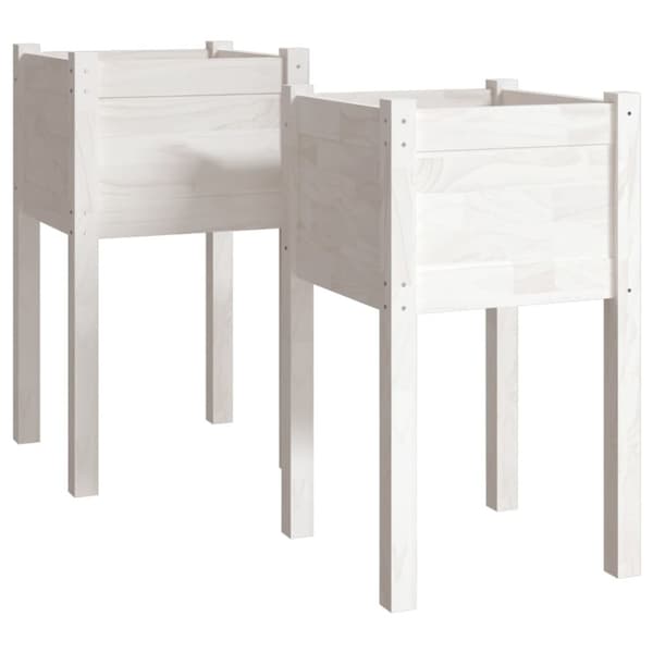 vidaXL plantekasser 2 stk. 40x40x70 cm massivt fyrretræ hvid -  Plantekrukker