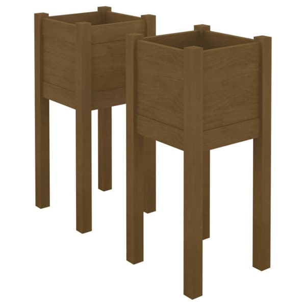 vidaXL Odlingslådor 2 st honungsbrun 31x31x70 cm massiv furu - Krukor & odlingslådor