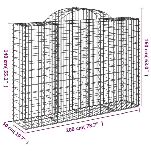 vidaXL buet gabionkurv 200x50x140/160 cm galvaniseret jern -  Plantekrukker
