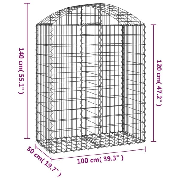 vidaXL buet gabionkurv 100x50x120/140 cm galvaniseret jern -  Plantekrukker