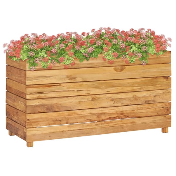 vidaXL højbed 100x40x55 cm genanvendt teaktræ og stål -  Plantekrukker