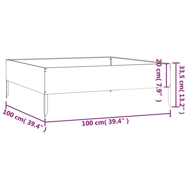 vidaXL Odlingslåda 100x100x33,5 cm rosttrögt stål -  Krukor & odlingslådor