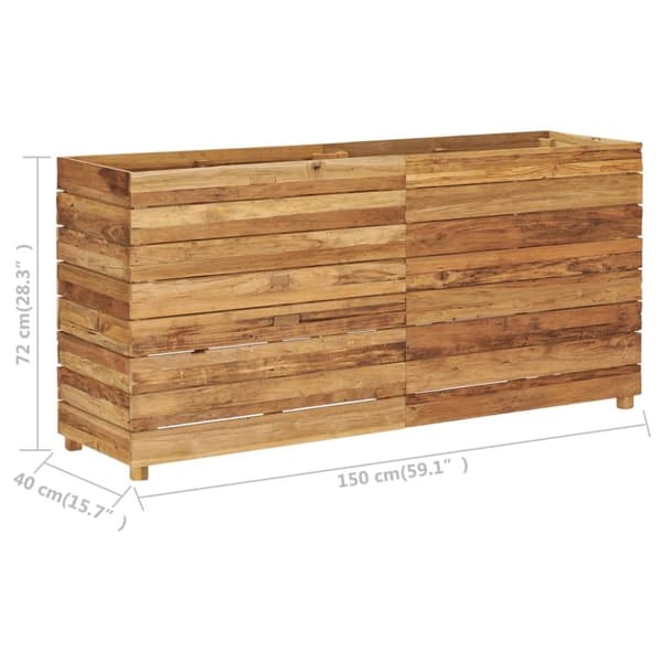 vidaXL Korotettu kukkalaatikko 150x40x72 cm kierrätetty tiikki/teräs - Kukkaruukut & istutuslaatikot