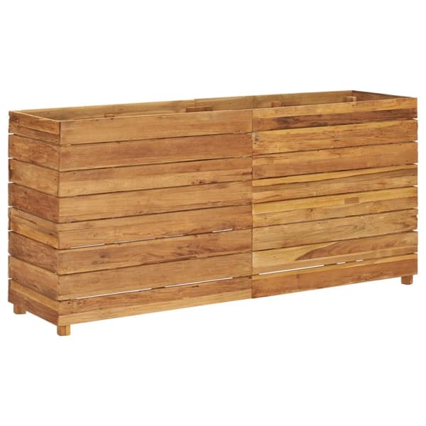 vidaXL Korotettu kukkalaatikko 150x40x72 cm kierrätetty tiikki/teräs - Kukkaruukut & istutuslaatikot