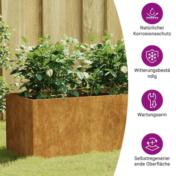vidaXL Korotettu kukkalaatikko 200x40x40 cm Corten teräs -  Kukkaruukut & istutuslaatikot