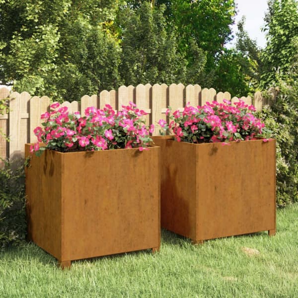 vidaXL plantekasser med ben 2 stk. 49x47x50 cm cortenstål rustfarvet -  Plantekrukker