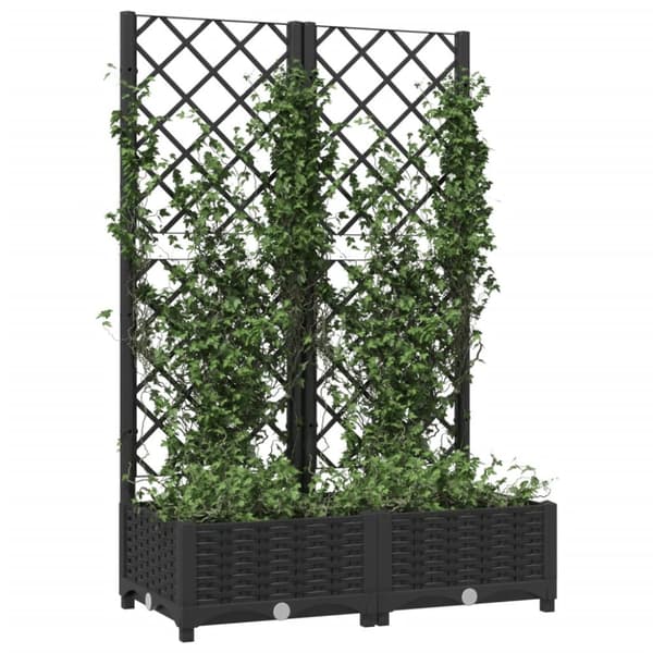 vidaXL plantekasse med espalier 80x40x121,5 cm PP sort -  Plantekrukker