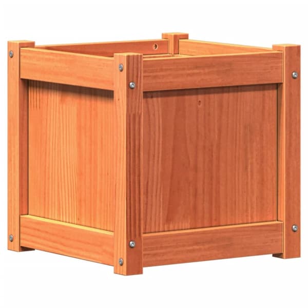 vidaXL plantekasse 40x40x40 cm massivt fyrretræ gyldenbrun -  Plantekrukker