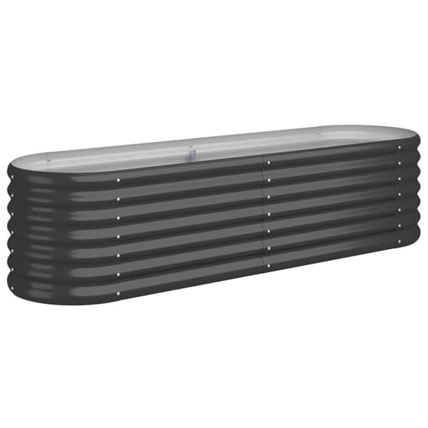 vidaXL Odlingslåda pulverlackerat stål 152x40x36 cm antracit - Krukor & odlingslådor