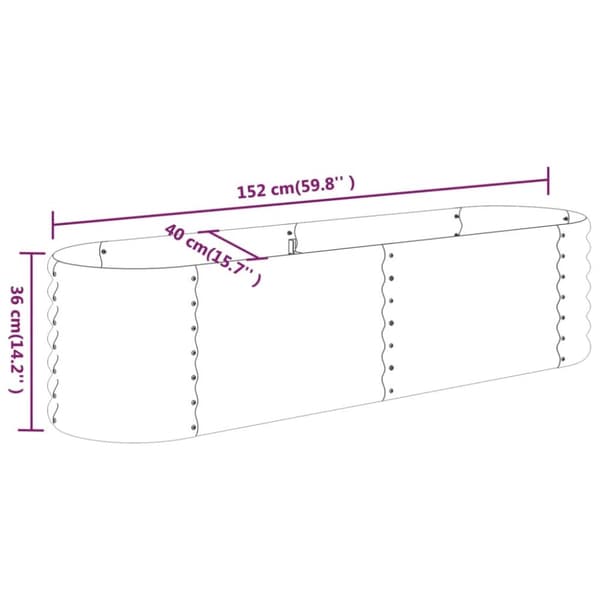 vidaXL Odlingslåda pulverlackerat stål 152x40x36 cm antracit - Krukor & odlingslådor
