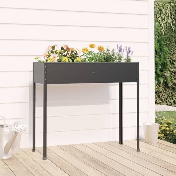 vidaXL plantekasse 100,5x40,5x90 cm galvaniseret stål antracitgrå -  Plantekrukker