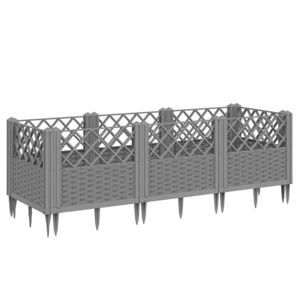 vidaXL plantekasse med spyd 123,5x43,5x43,5 cm PP lysegrå -  Plantekrukker