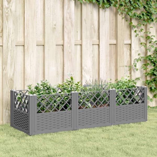 vidaXL plantekasse med spyd 123,5x43,5x43,5 cm PP lysegrå - Plantekrukker