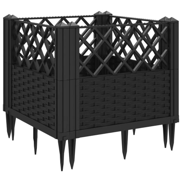 vidaXL Odlingslåda med piggar svart 43,5x43,5x43,5 cm PP -  Krukor & odlingslådor