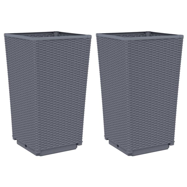 vidaXL plantekurve 2 stk. 32,5x32,5x57 cm PP grå -  Plantekrukker