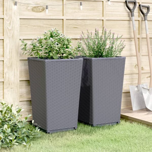 vidaXL plantekurve 2 stk. 32,5x32,5x57 cm PP grå -  Plantekrukker