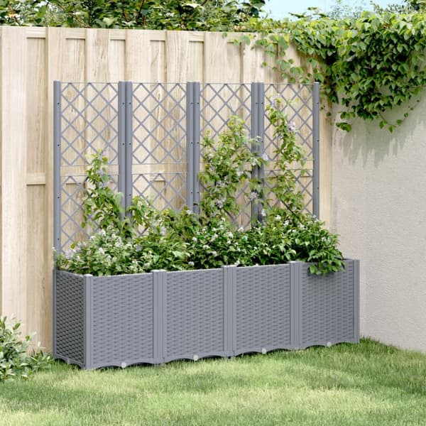 vidaXL plantekasse med espalier 160x40x140 cm PP grå -  Plantekrukker