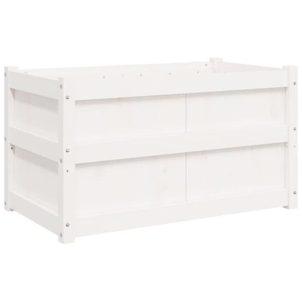 vidaXL plantekasse 90x50x50 cm massivt fyrretræ hvid - Plantekrukker