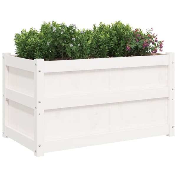 vidaXL plantekasse 90x50x50 cm massivt fyrretræ hvid - Plantekrukker