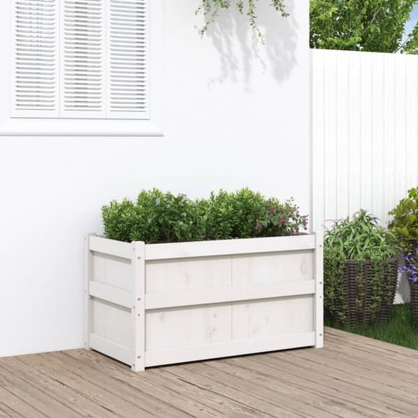 vidaXL plantekasse 90x50x50 cm massivt fyrretræ hvid - Plantekrukker