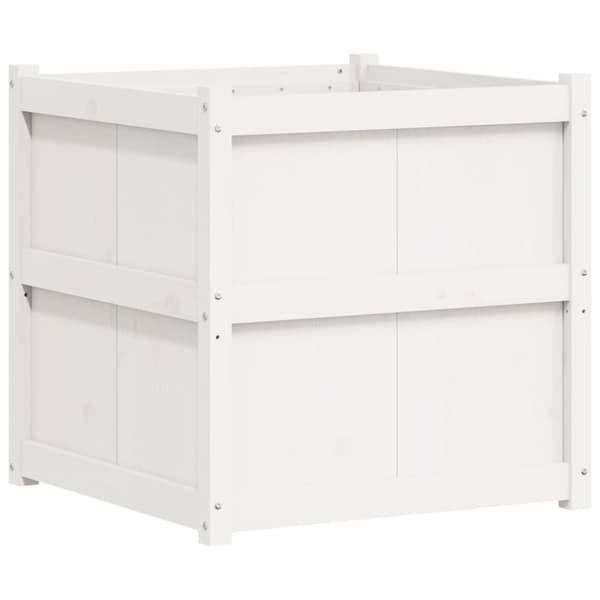 vidaXL plantekasse 70x70x70 cm massivt fyrretræ hvid - Plantekrukker