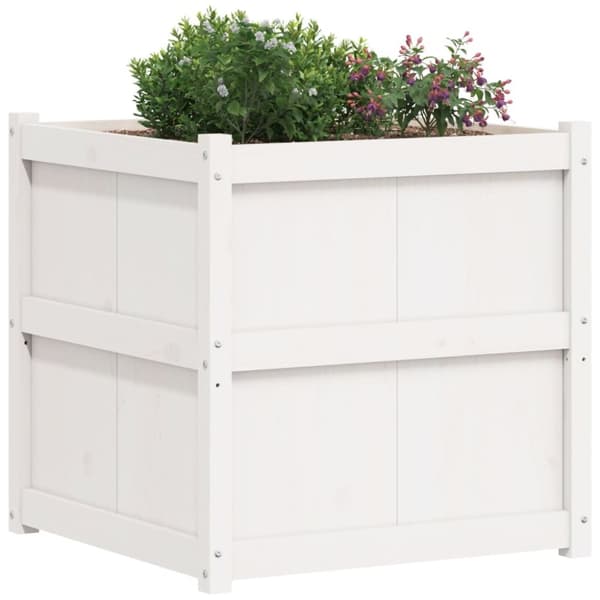 vidaXL plantekasse 70x70x70 cm massivt fyrretræ hvid - Plantekrukker