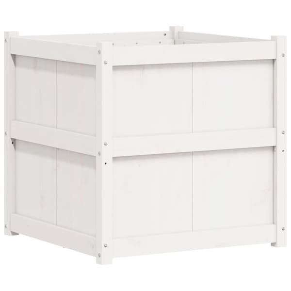 vidaXL plantekasse 70x70x70 cm massivt fyrretræ hvid - Plantekrukker